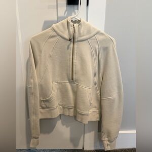 Women’s Lululemon Scuba Oversized 1/2 Zip Hoodie Cream/Gold Zipper